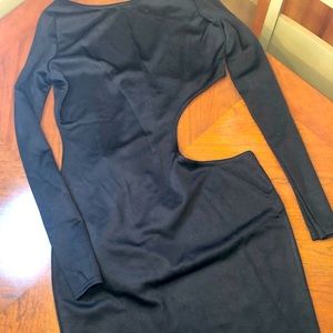 FASHION NOVA Black Cut Out Midi Dress, size L